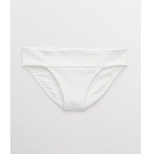 💙2/$40| Aerie White Ribbed Banded Bikini Bottom L